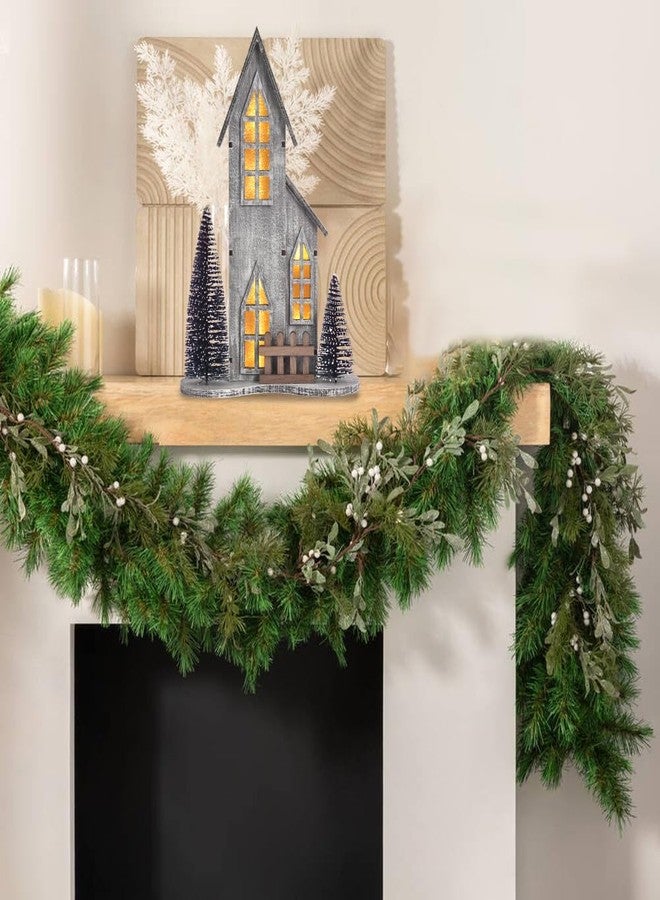 GHOSTMAGIC Wooden Christmas Village House with LED, Xmas Decor Indoor Tabletop Centerpiece with Tree, Lighted Christmas House Decor for Home Shelf Mantle, Winter Holiday Village Display (Style A) - Image 4